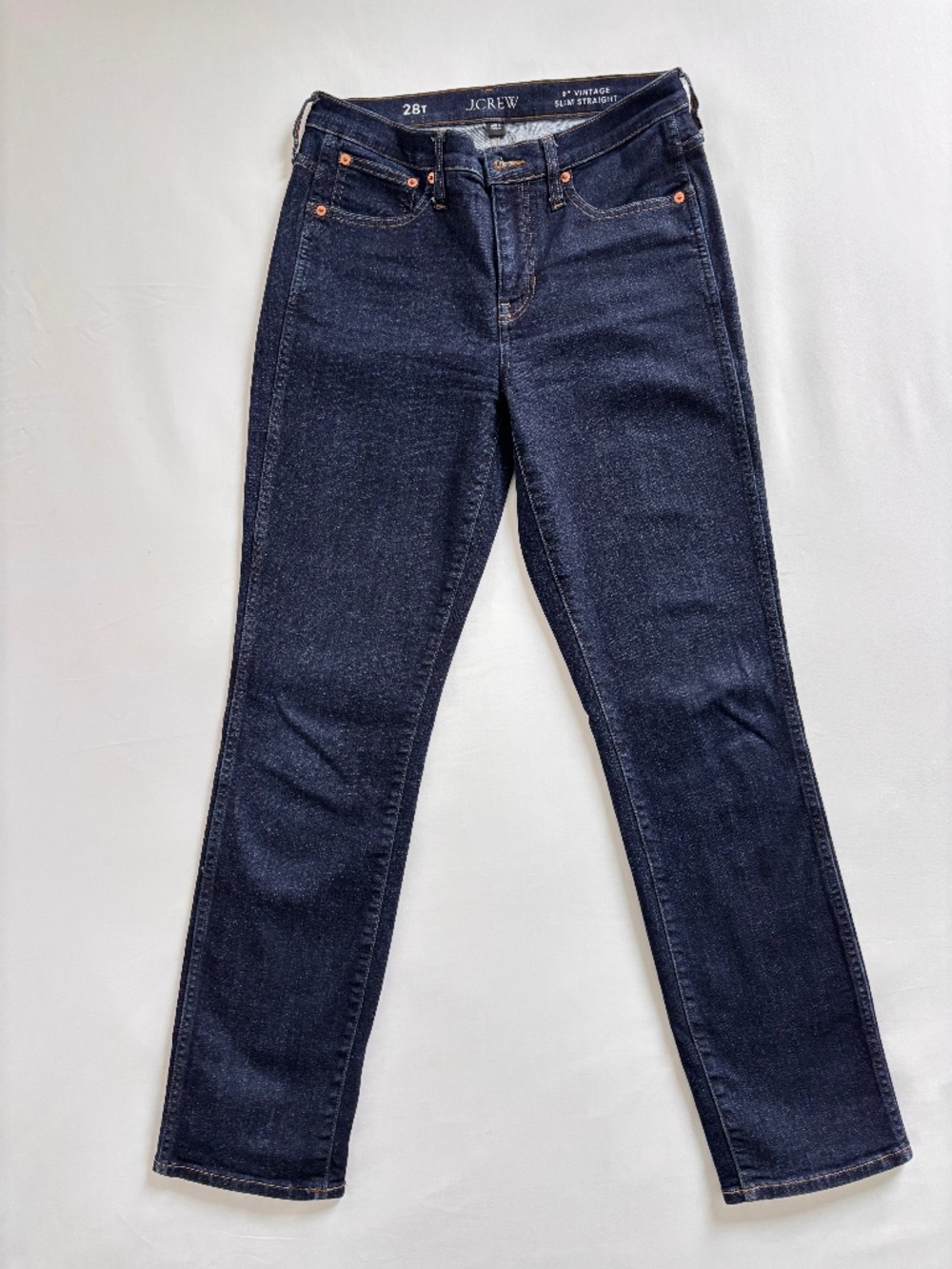 J.Crew 9" Vintage Slim Straight Jeans | Size 28 Tall | Dark Rinse | Excellent